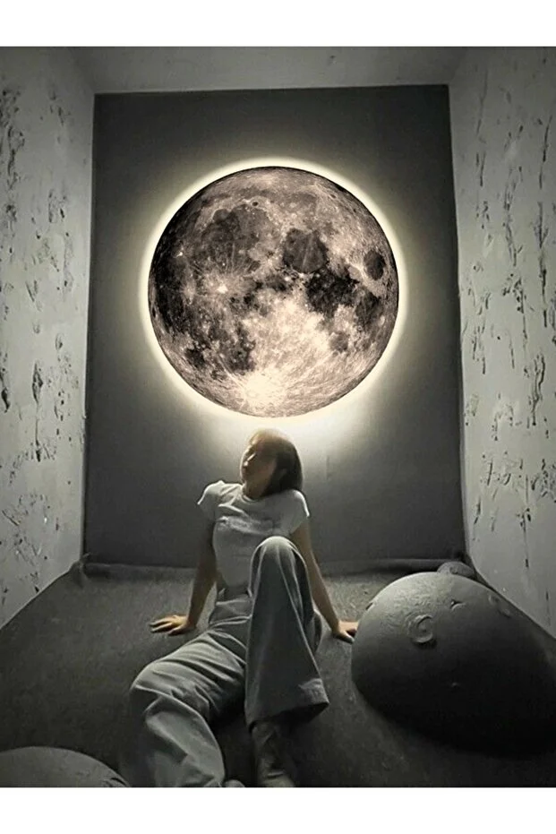 Moon,led Aplik,30cm Çap Led 25watt, Modern,duvar Aplik,led, Yatak Odası Aplik,yatak Başı Aplik